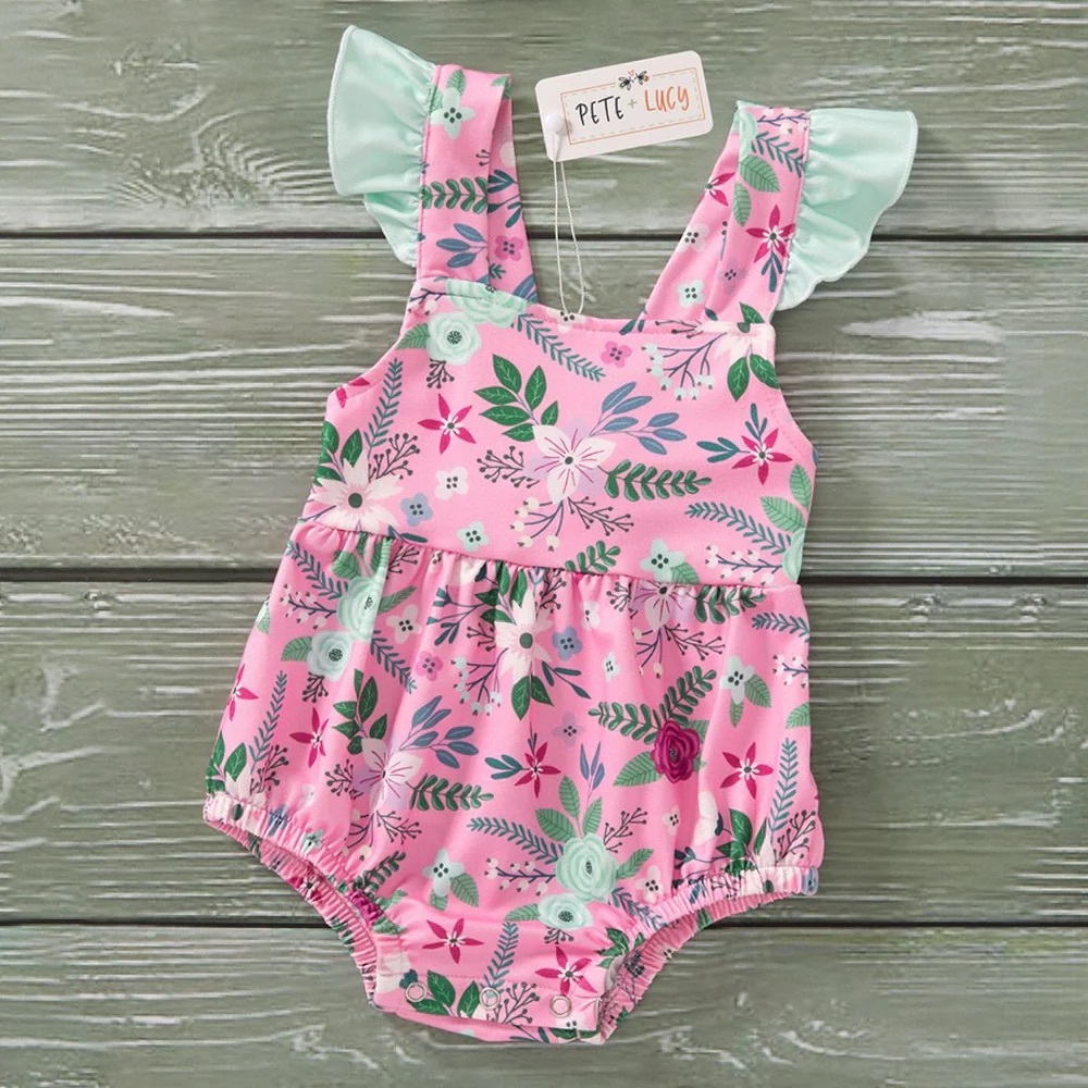 NWT Pete + Lucy Raspberry Petals Infant Romper